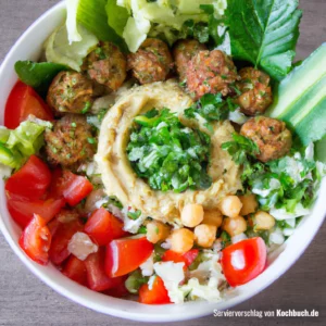 Rezept für Falafel Bowl mit Tabbouleh und Hummus Bild