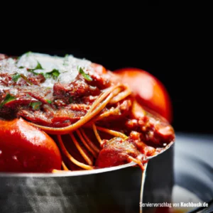 Rezept für überbackene Fleischtomaten mit Spaghetti Füllung Bild