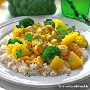 Rezept für Hähnchen Curry Reis Ananas Bild