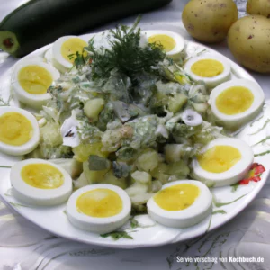 Rezept für Heringssalat mit Apfel und Gurke und Ei Bild