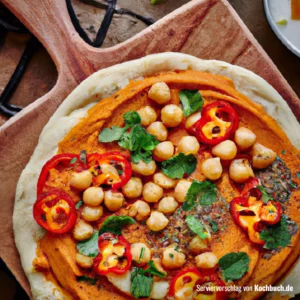 Rezept für Hummus-Paprika-Pizza Bild