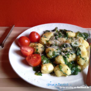 Rezept für Kartoffel Gnocchi mit Spinat Sahnesauce Bild