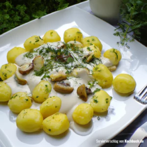 Rezept für Kartoffeln Gnudi mit Pilz Sahne Sauce Bild