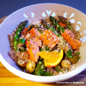 Rezept für Lachs-Bowl mit grünem Spargel und Quinoa Bild