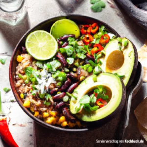 Rezept für Mexikanische Bowl mit Bohnen Mais und Avocado Bild