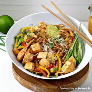 Rezept für Pad Thai Bowl mit Gemüse und Tofu Bild