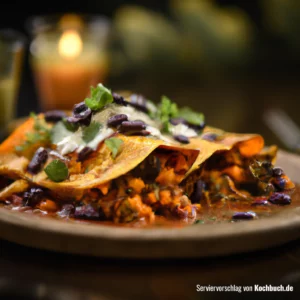 Rezept für Pilz Enchiladas mit Bohnen und Kürbis Bild