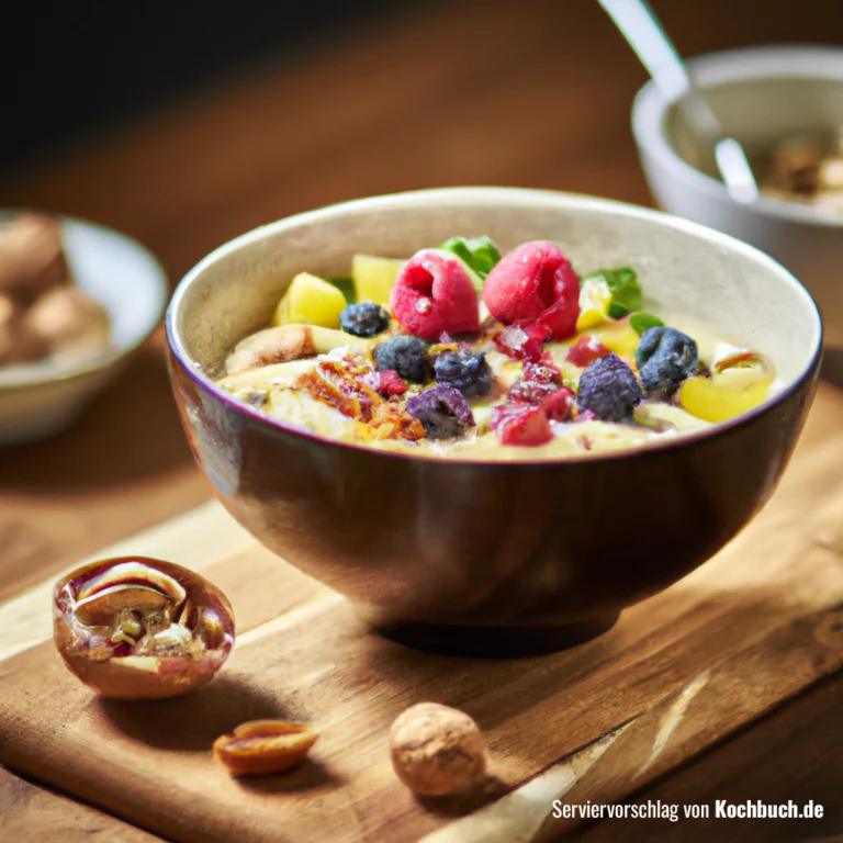 Porridge-Bowl mit Früchten und Nüssen Bild