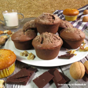 Rezept für Schokoladen Nuss Muffins Bild