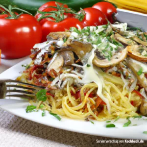 Rezept für Spaghetti Pilz Auflauf Bild