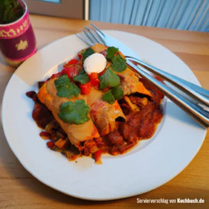 Rezept für Tempeh Enchiladas mit Tomaten und Bohnen Bild