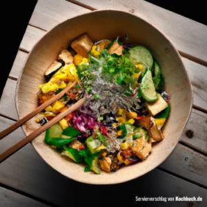 Rezept für Tofu Bowl mit buntem Gemüse Bild